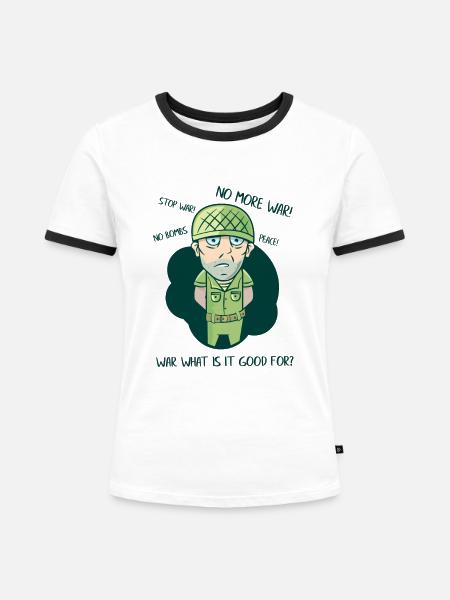 Kein Krieg mehr! - Frauen Kontrast-T-Shirt - Weiß/Schwarz