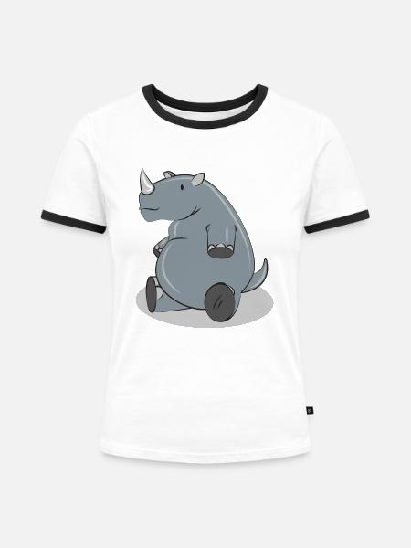 Rhino - Frauen Kontrast-T-Shirt - Weiß/Schwarz