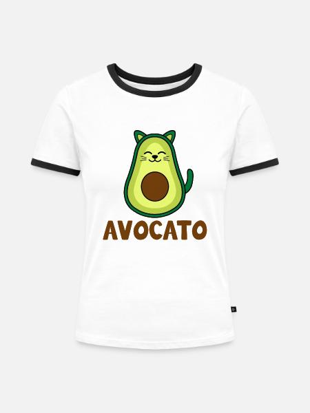AVOCATO - Frauen Kontrast-T-Shirt - Weiß/Schwarz