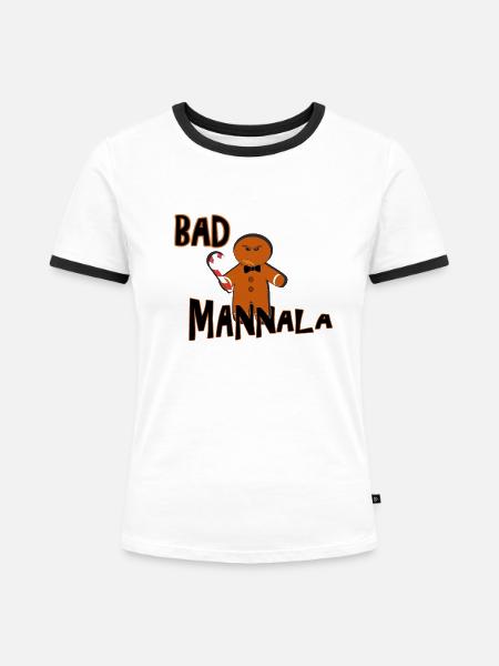 Bad Mannala Elsass - Frauen Kontrast-T-Shirt - Weiß/Schwarz
