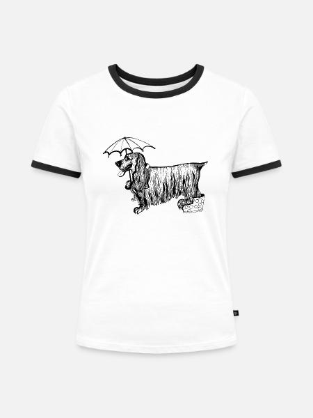 Cocker spaniel - Frauen Kontrast-T-Shirt - Weiß/Schwarz