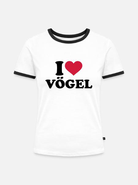 Vogel - Frauen Kontrast-T-Shirt - Weiß/Schwarz