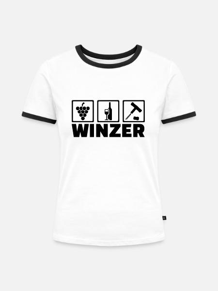 Winzer - Frauen Kontrast-T-Shirt - Weiß/Schwarz