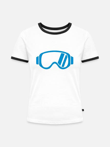 Skibrille - Frauen Kontrast-T-Shirt - Weiß/Schwarz