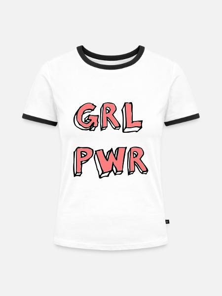 girl power - Frauen Kontrast-T-Shirt - Weiß/Schwarz