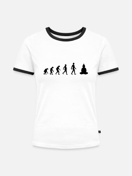 evolution - Frauen Kontrast-T-Shirt - Weiß/Schwarz