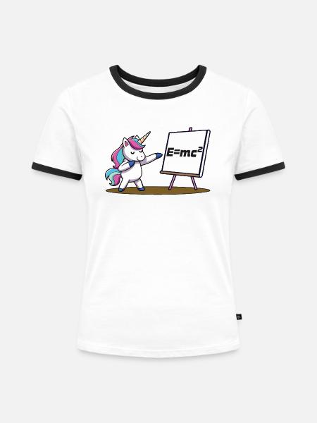 Cleveres Einhorn - Frauen Kontrast-T-Shirt - Weiß/Schwarz