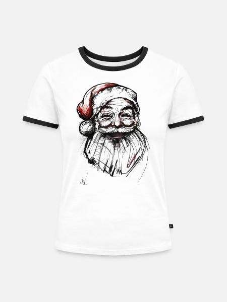 Weihnachtsmann - Frauen Kontrast-T-Shirt - Weiß/Schwarz