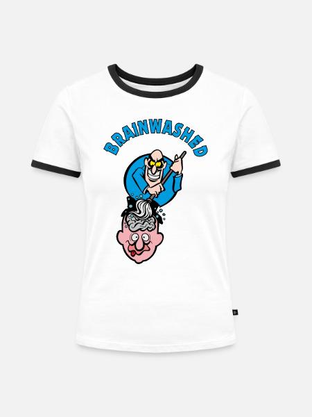 Brainwashed - Frauen Kontrast-T-Shirt - Weiß/Schwarz