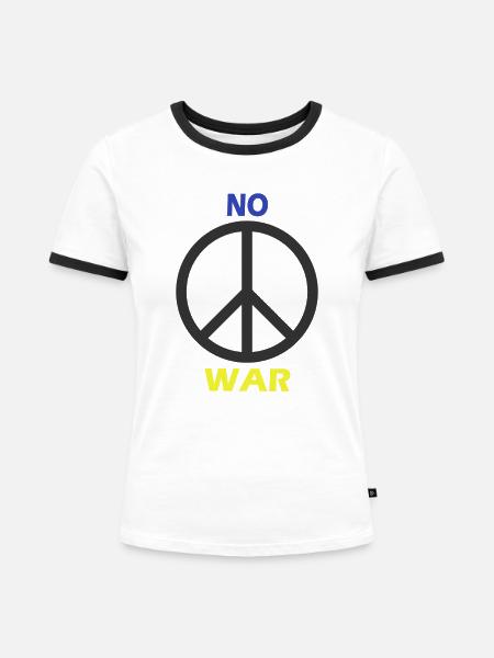 No WAR! - Frauen Kontrast-T-Shirt - Weiß/Schwarz
