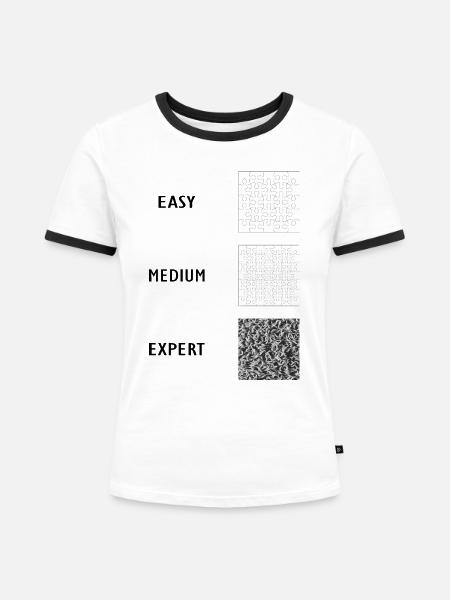PUZZLE FUN! - Griller eng - Frauen Kontrast-T-Shirt - Weiß/Schwarz