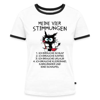 Meine Vier Stimmungen - Frauen Kontrast-T-Shirt - Weiß/Schwarz - Vorne - Selfina (174cm)
