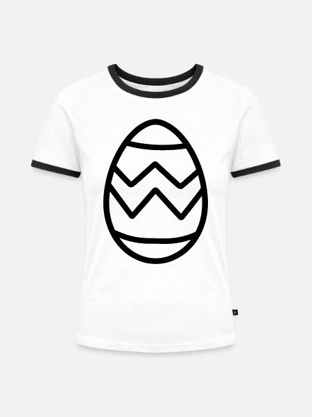 Ei - Frauen Kontrast-T-Shirt - Weiß/Schwarz