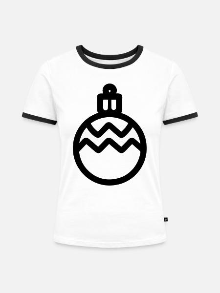 Weihnachtskugel - Frauen Kontrast-T-Shirt - Weiß/Schwarz