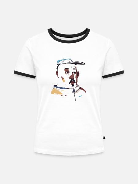 Künstlerischer schwarzer Mann mit Snapback - Frauen Kontrast-T-Shirt - Weiß/Schwarz