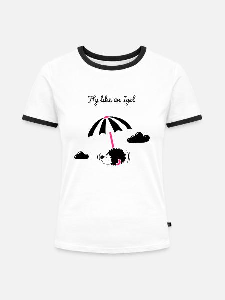Fly like an Igel - Frauen Kontrast-T-Shirt - Weiß/Schwarz