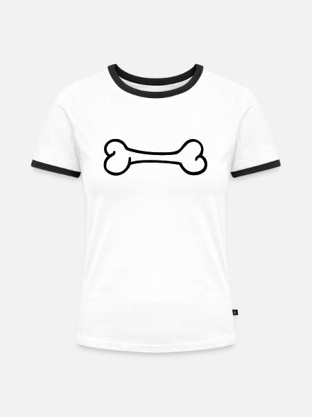 Knochen - Frauen Kontrast-T-Shirt - Weiß/Schwarz