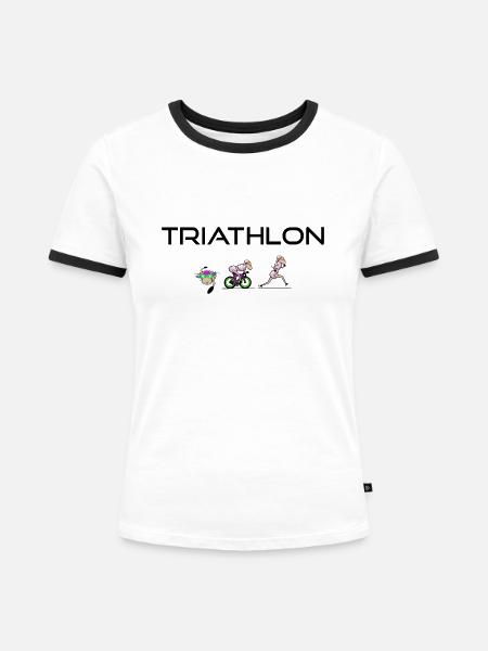 Triathlon Triathletin - Frauen Kontrast-T-Shirt - Weiß/Schwarz