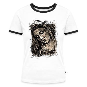 Jesus Gott gud Maria Madonna Mariana Jungfrau Maria - Frauen Kontrast-T-Shirt - Weiß/Schwarz - Vorne - Selfina (174cm)
