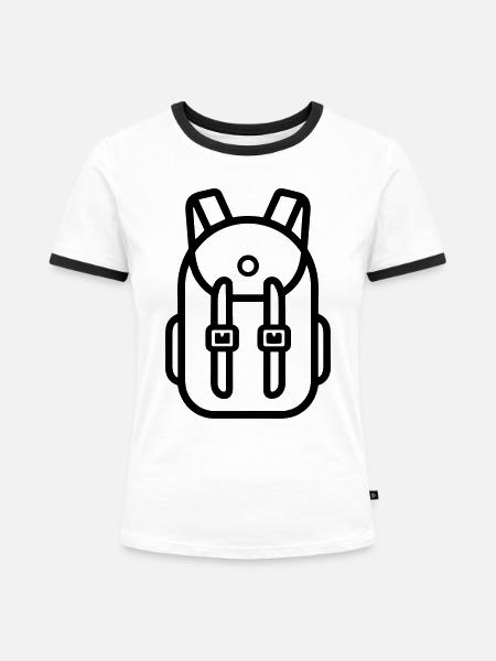 Rucksack - Frauen Kontrast-T-Shirt - Weiß/Schwarz