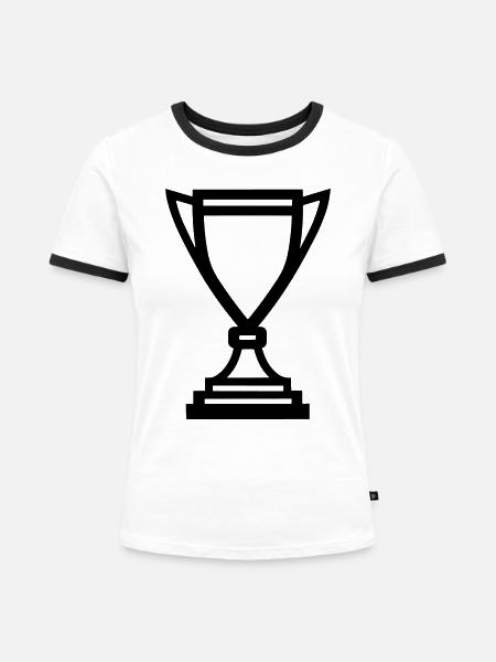 Trophäe - Frauen Kontrast-T-Shirt - Weiß/Schwarz