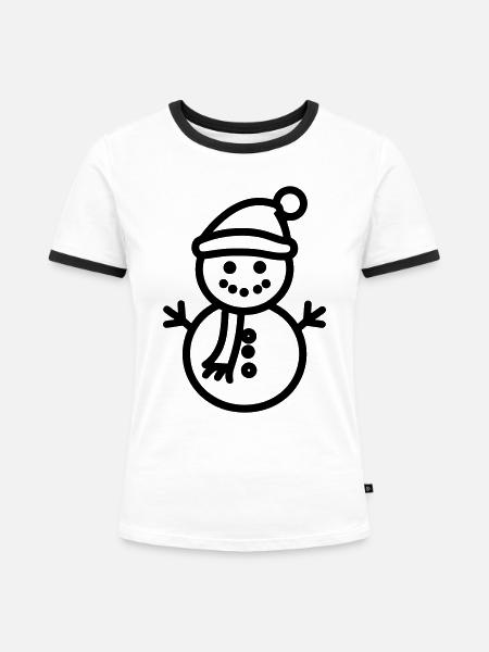 Schneemann - Frauen Kontrast-T-Shirt - Weiß/Schwarz