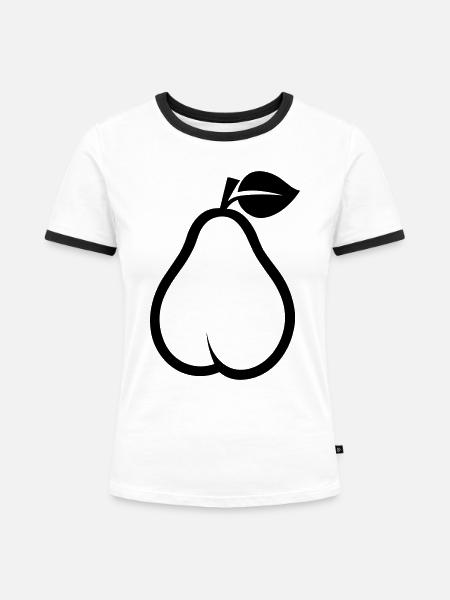 Birne - Frauen Kontrast-T-Shirt - Weiß/Schwarz