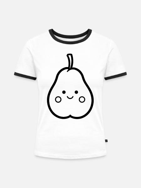 Birne - Frauen Kontrast-T-Shirt - Weiß/Schwarz