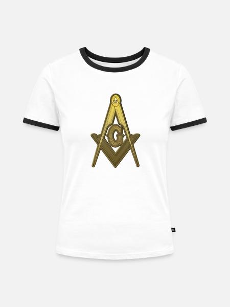 Freimaurer-Kompass Golden - Frauen Kontrast-T-Shirt - Weiß/Schwarz