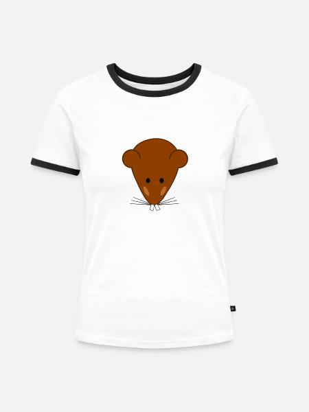 Mausezahn - Frauen Kontrast-T-Shirt - Weiß/Schwarz