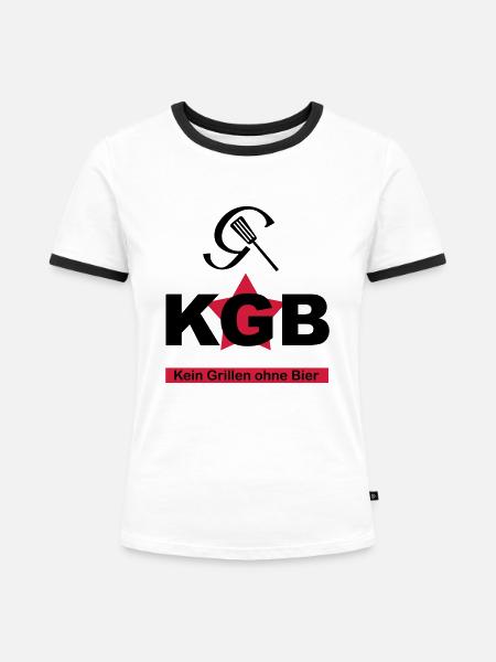 KGB - Kein Grillen... - Frauen Kontrast-T-Shirt - Weiß/Schwarz