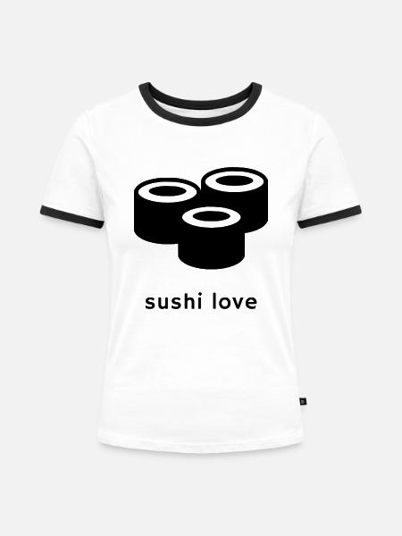 Sushi - Frauen Kontrast-T-Shirt - Weiß/Schwarz