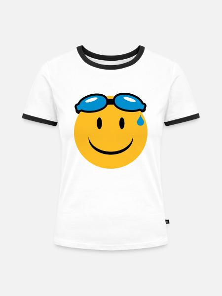schwimmen - Frauen Kontrast-T-Shirt - Weiß/Schwarz