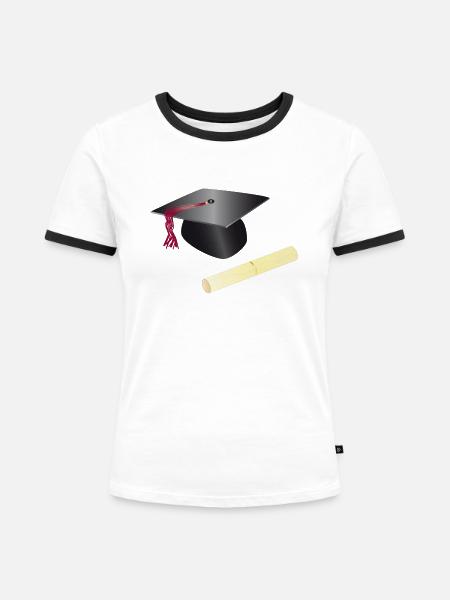graduation - Frauen Kontrast-T-Shirt - Weiß/Schwarz
