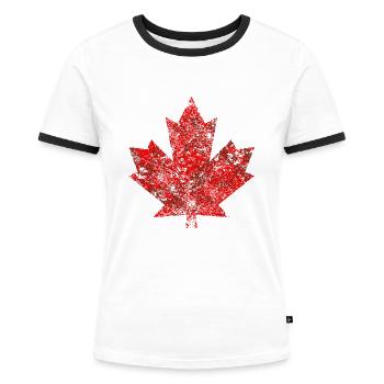 Kanada Ahornblatt Ottawa Montreal Vancouver Quebec - Frauen Kontrast-T-Shirt - Weiß/Schwarz - Vorne - Selfina (174cm)