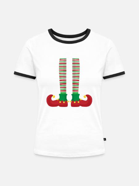 ELF Beine - Frauen Kontrast-T-Shirt - Weiß/Schwarz