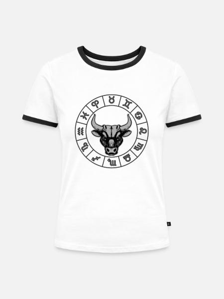 Taurus Sternzeichen Stier - Frauen Kontrast-T-Shirt - Weiß/Schwarz