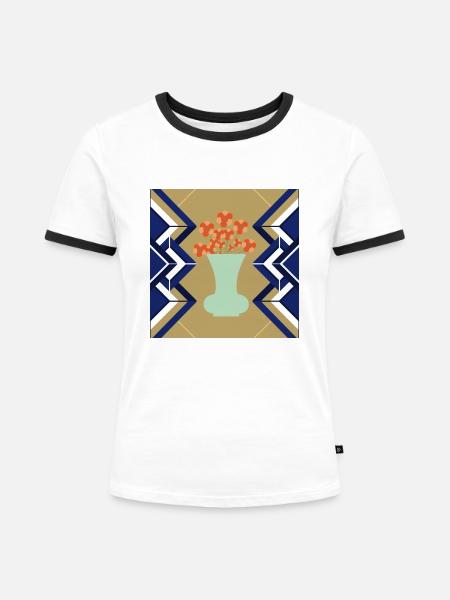 Art Deco - Frauen Kontrast-T-Shirt - Weiß/Schwarz