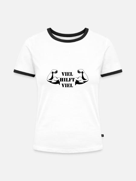 Viel Hilft Viel - Frauen Kontrast-T-Shirt - Weiß/Schwarz