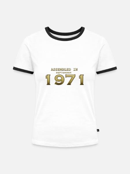 Zusammengebaut im September 1971 - Frauen Kontrast-T-Shirt - Weiß/Schwarz