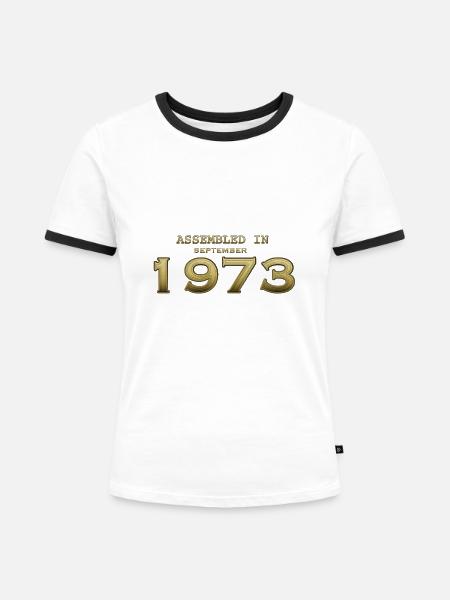 Zusammengebaut im September 1973 - Frauen Kontrast-T-Shirt - Weiß/Schwarz