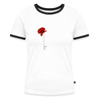 Mohnblume Love - Frauen Kontrast-T-Shirt - Weiß/Schwarz - Vorne - Selfina (174cm)