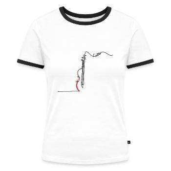 Cello One LIne - Frauen Kontrast-T-Shirt - Weiß/Schwarz - Vorne - Selfina (174cm)