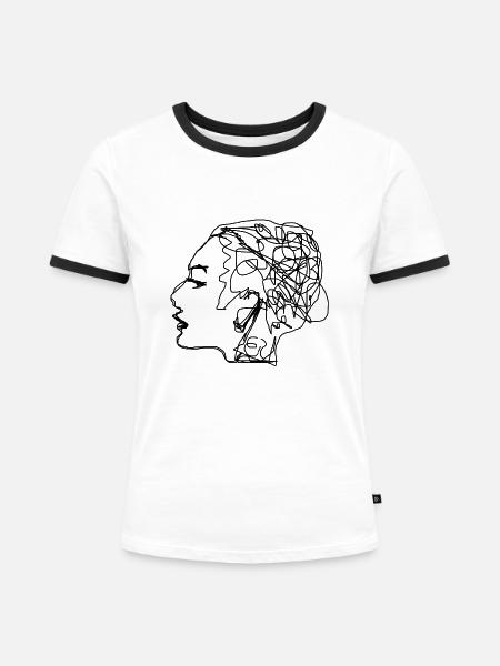 Psyche - Frauen Kontrast-T-Shirt - Weiß/Schwarz