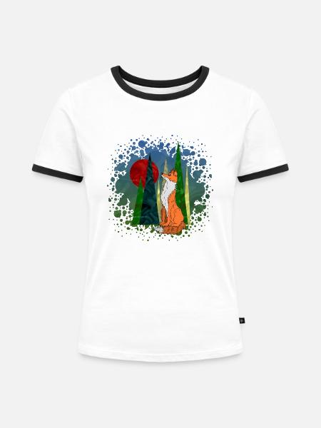 Fuchs - Frauen Kontrast-T-Shirt - Weiß/Schwarz