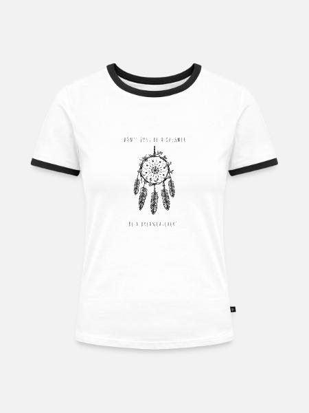 Fängt traumhaft, Dreamcatcher - Frauen Kontrast-T-Shirt - Weiß/Schwarz