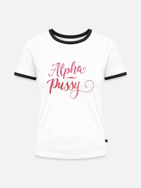 Alpha-Pussy - Frauen Kontrast-T-Shirt - Weiß/Schwarz