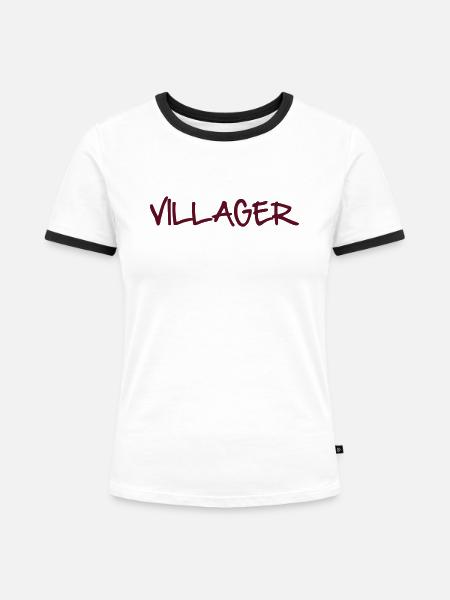VILLAGER - Frauen Kontrast-T-Shirt - Weiß/Schwarz