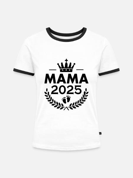 Mama 2025 - Frauen Kontrast-T-Shirt - Weiß/Schwarz