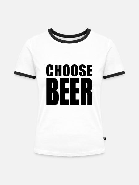BIER WÄHLEN (Leben wählen) - Frauen Kontrast-T-Shirt - Weiß/Schwarz